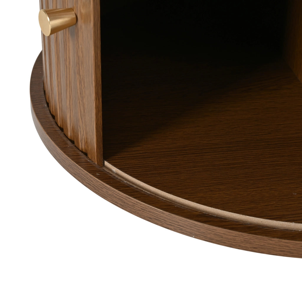 Tavolino da salotto 100x50x36 cm con 2 cassetti e 2 ante a rullo in truciolare; noce e nero