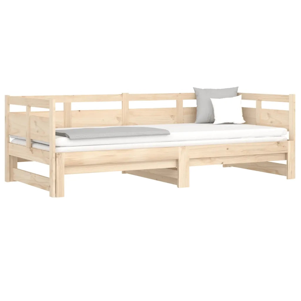 Letto singolo | Letto per adulti | Dormeuse Estraibile in Legno Massello di Pino 2x(90x190) cm