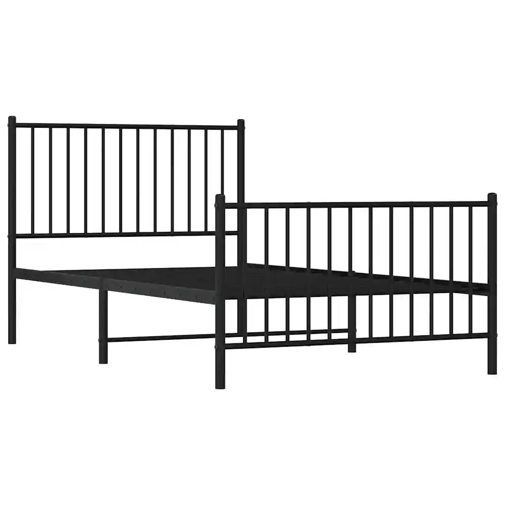 Giroletto con Testiera e Pediera Metallo Nero 100x190 cm 350876