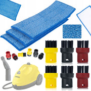 Set di Accessori per Pulizia compatibile con Kärcher SC – 3 Panni in Microfibra, 6 Spazzole Rotonde