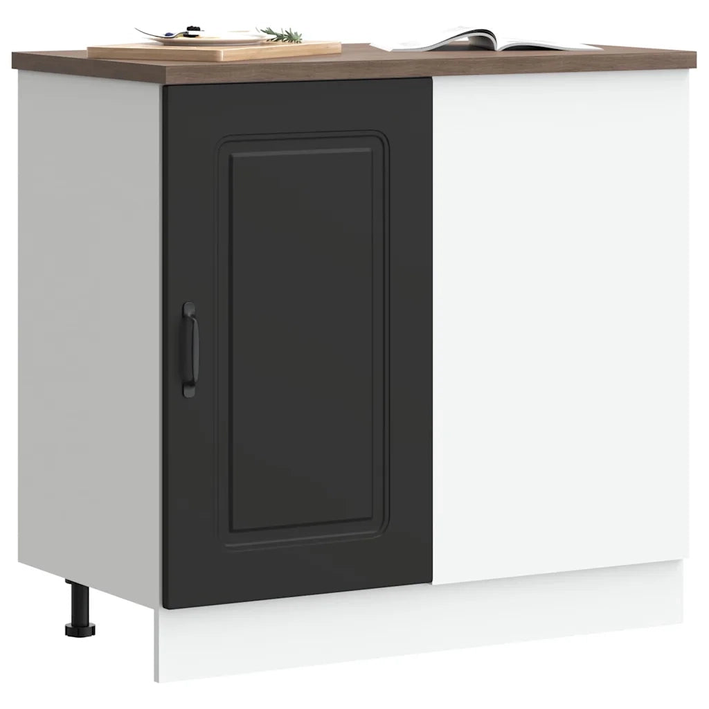 Mobiletto da cucina-Armadio da cucina "Kalmar" Nero in legno ingegnerizzato 390163