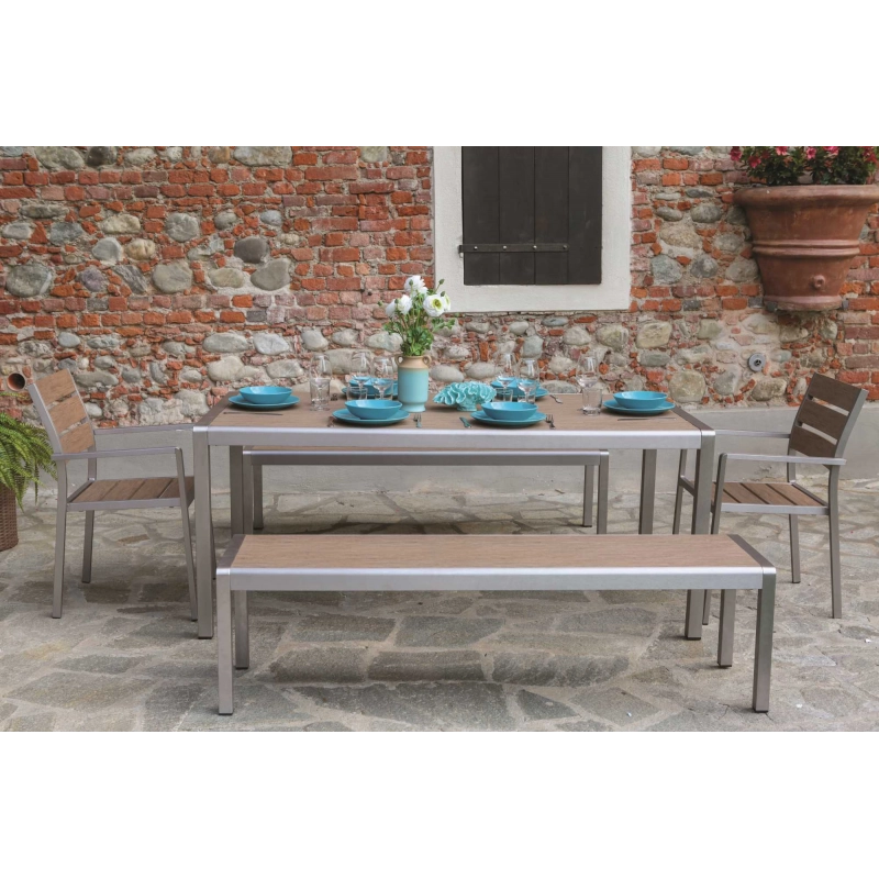 Panchina alluminio polywood seattle marrone cm 165x41h45