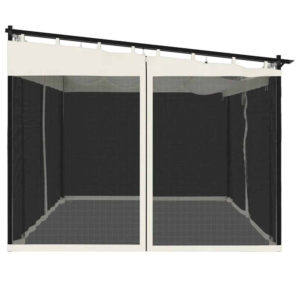 Gazebo | Pergolato con Pareti in Rete Crema 4x3 m in Acciaio