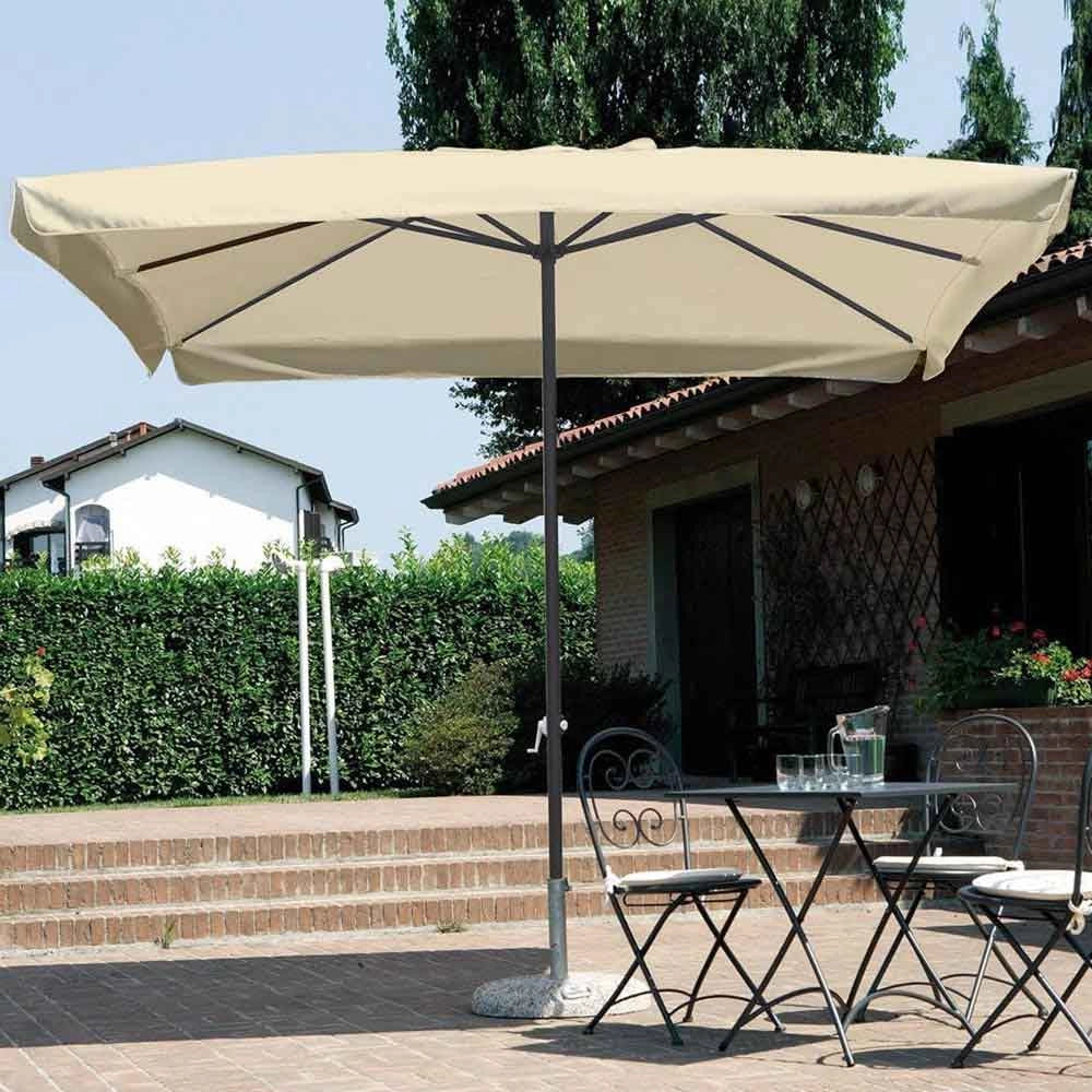 Ombrellone Giardino 3x3mt Palo Centrale Carrucola Air-vent Telo Pendente Beige