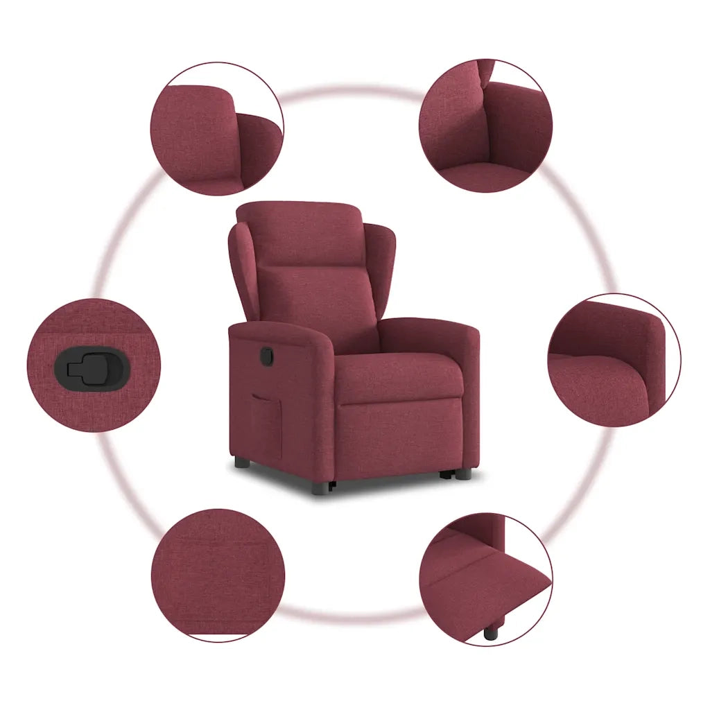 Poltrona Alzapersona Reclinabile Rosso Vino in Tessuto 3303137