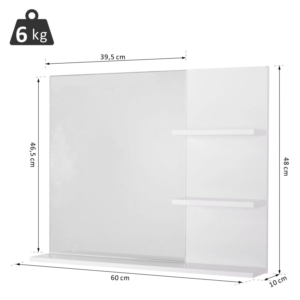 Specchio con Ripiani per Bagno ¨C Zephmum ¨C Bianco 60x48x10 cm