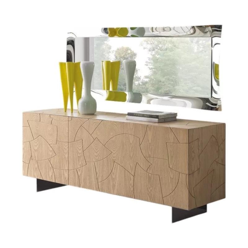 Madia 3 ante contemporanea legno massello gambe acciaio 180x45x73 (301) - Mobili 2G