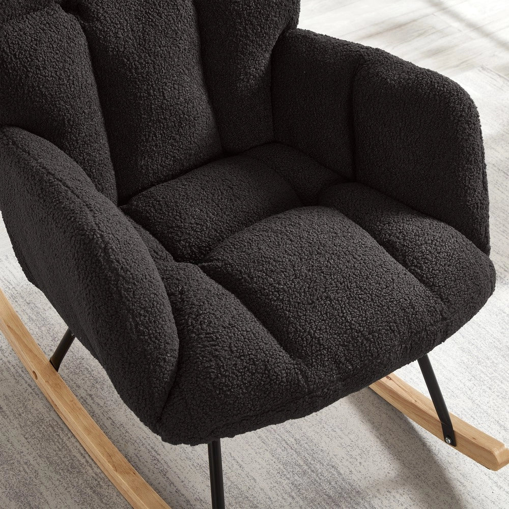 Poltrona a Dondolo ¨C Xylo ¨C Legno e Metallo, Design Scandinavo, 69x89x101 cm