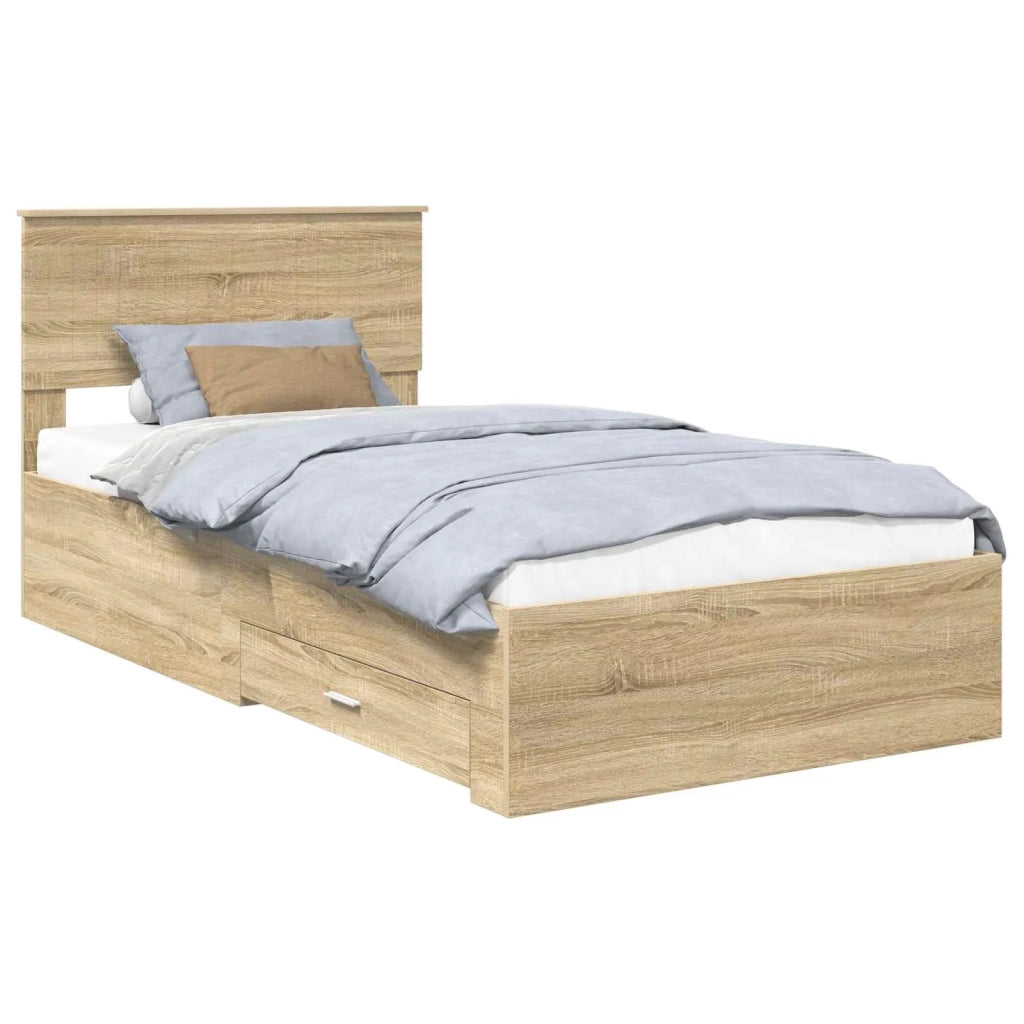 Struttura del letto con testiera Rovere Sonoma 100 x 200 cm 3410933