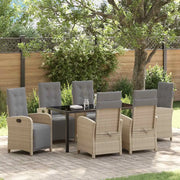Set da Pranzo per Giardino con cuscino 7 pcs Beige polyrattan 3380341