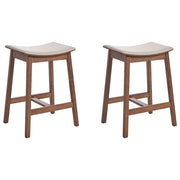 Set di 2 sedie da bar in legno di gomma beige con seduta imbottita in poliestere Legno scuro