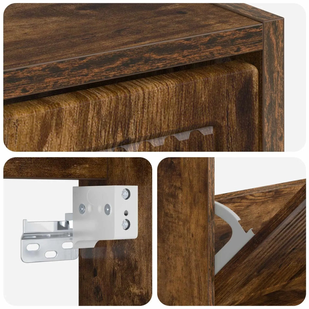 Mobiletto per Scarpe da Muro EDE 71 x 17 x 43 cm Rovere Fumo 895970