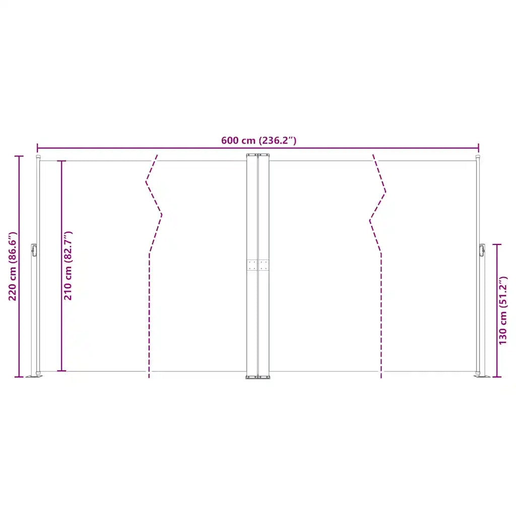 Tenda da Sole Laterale Retrattile Marrone 200x600 cm 318009