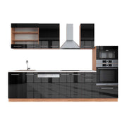 Vicco Cucina componibile Antracite lucido/oro power oak 300 cm con armadio alto, PL Marmo