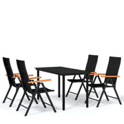 Set da pranzo da giardino nero da 5 pezzi 02_0013843