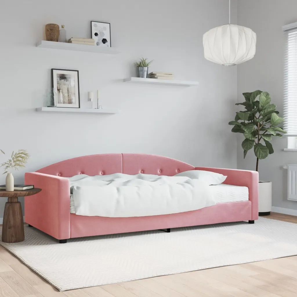 Divano letto | Sof¨¤ letto | Letto singolo con Materasso Rosa 100x200 cm in Velluto