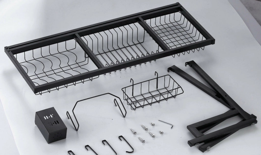 Sopra lavello Dish organizzer cucina scaffale cucina in acciaio colore nero - ZENCOCCO