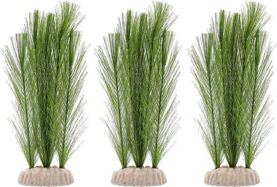 Decorazioni per Acquario - Piantine Artificiali Verde 3 Pezzi - Plastica Molle - Adatta a Tutti i Pesci