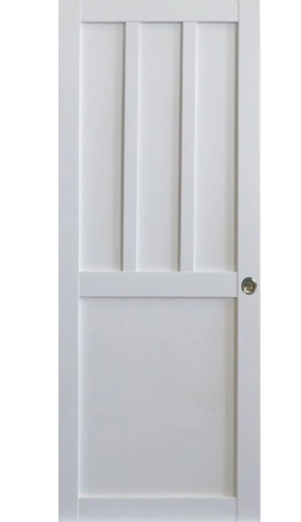 Porta scorrevole per officina rivestita di bianco, larghezza 73 + 2 conchiglie