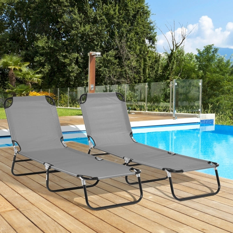Lettini prendisole set da 2 pieghevoli con schienale regolabile in 5 posizioni per giardino beige