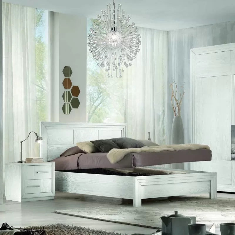 Letto matrimoniale shabby legno bianco frassino con contenitore 185x210x117 - Mobili 2G