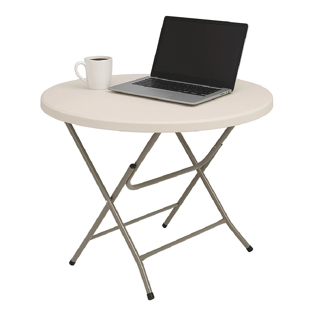 Tavolo Pieghevole in Resina HDPE 80x80 H74cm Richiudibile Salvaspazio Bianco