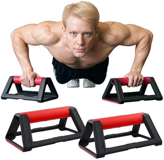 Sostegno per sollevamento - Base antiscivolo - Portatile - Capacità di carico 110 kg - Maniglie - Attrezzo per calisthenics - Parallette