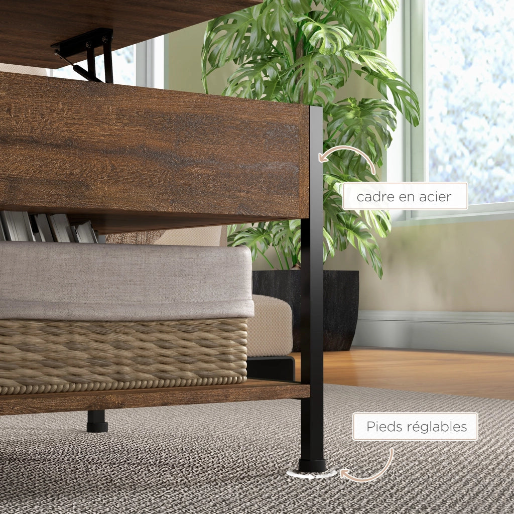 Tavolino da salotto con ripiani ¨C zephmum ¨C 100x80x60 cm marrone nero
