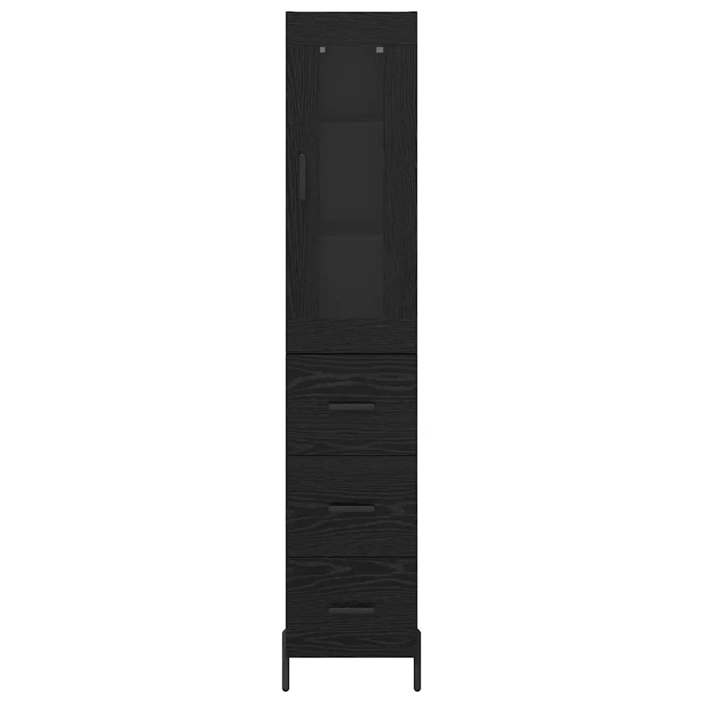 Credenza Rovere Nero 34,5 x 34 x 180 cm Legno multistrato