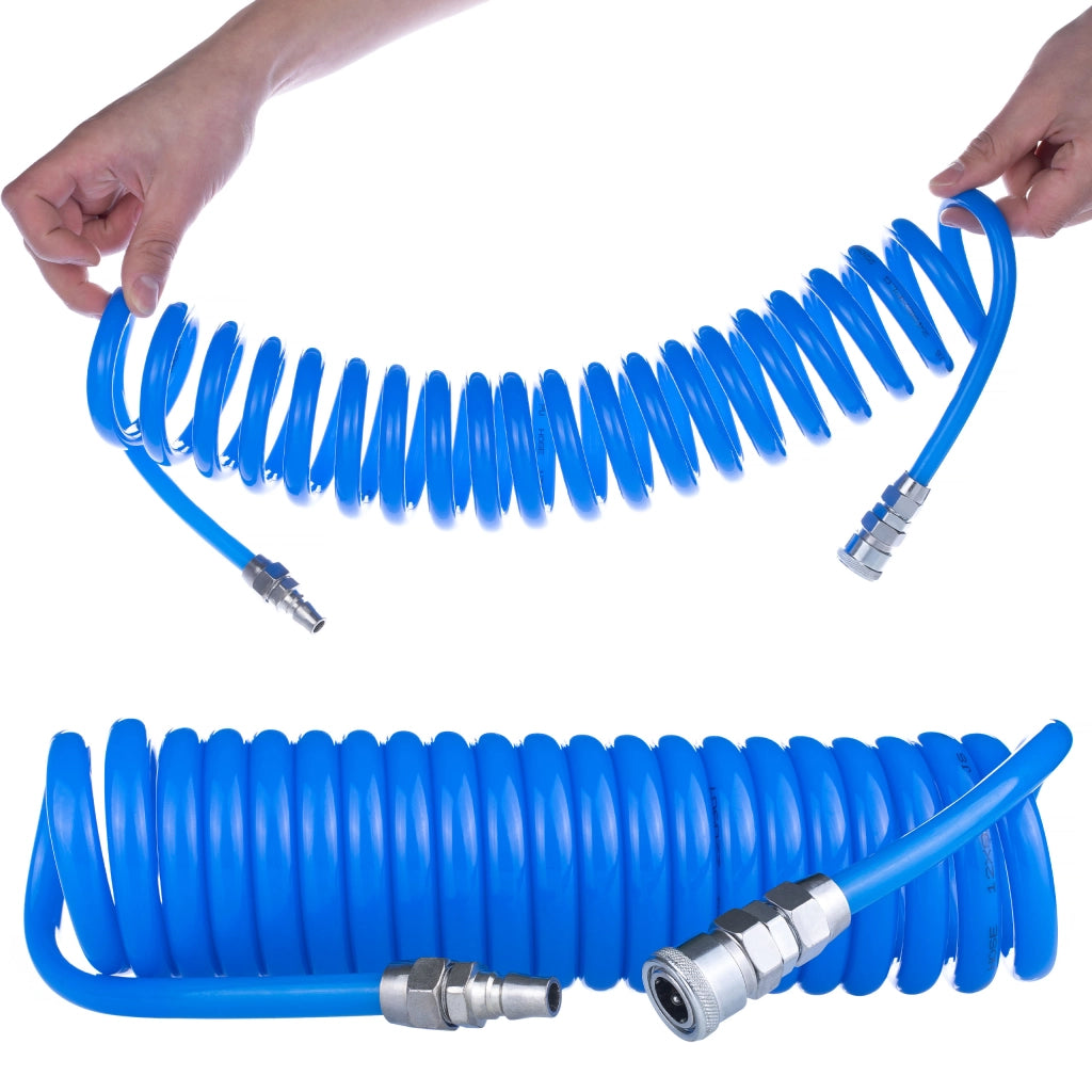 Tubo Pneumatico a Spirale Poliuretanico 8x12mm 5m – Resistente e Flessibile | Pressione 6-10 Bar