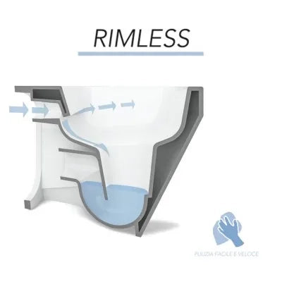 Sanitari filomuro rimless Simas Henges con sedile soft close incluso