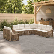 Set Divano da Giardino 9 pz Beige polyrattan 3436047
