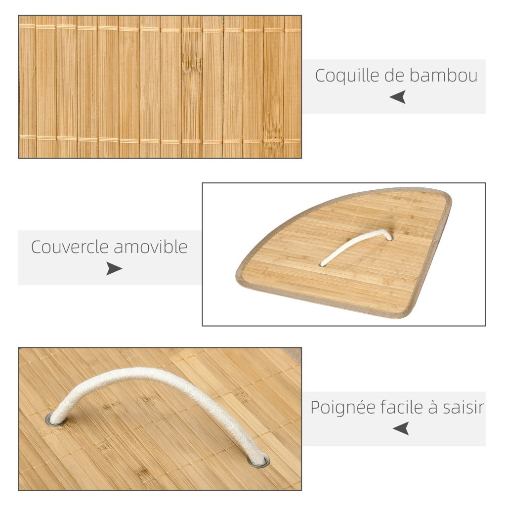 Cestino per bucato in bamb¨´ angolare con coperchio ¨C Minimal ¨C naturale bianco 38x38x57 cm