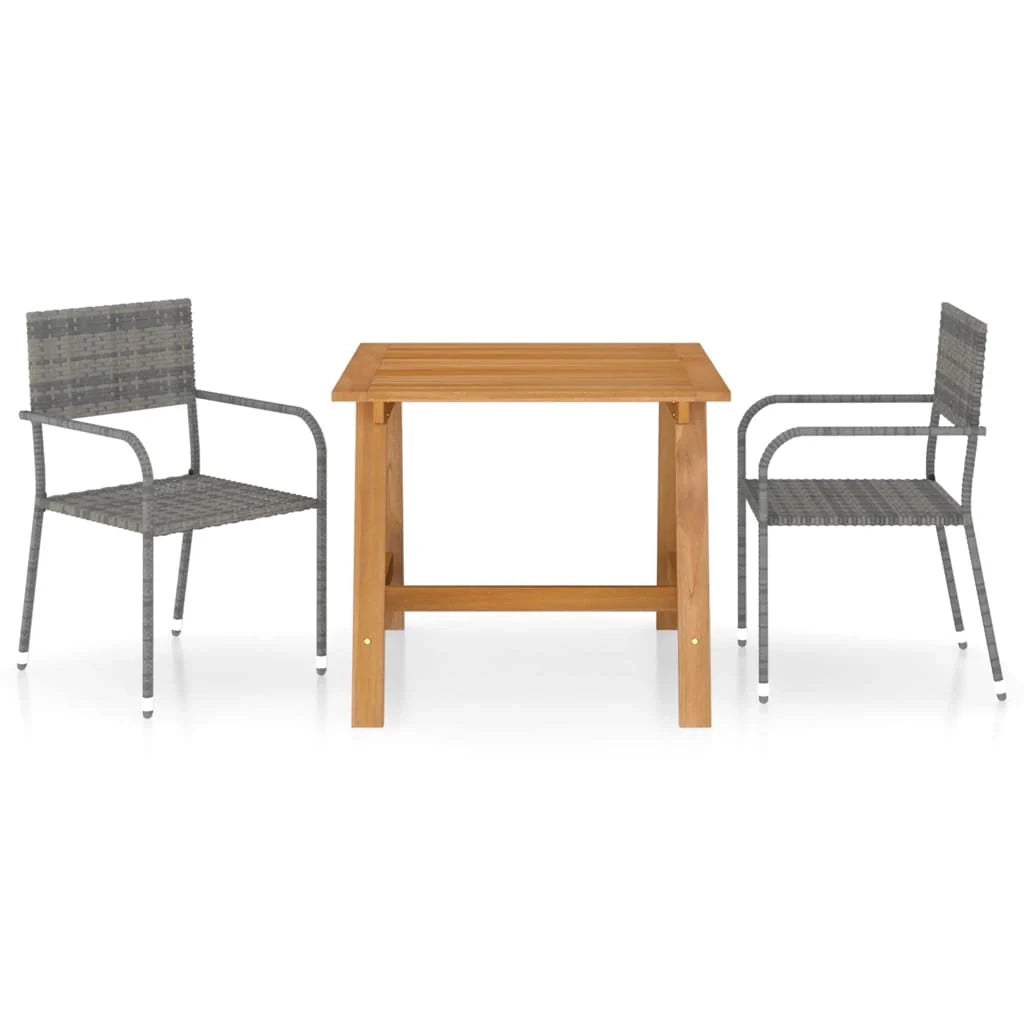 Set da pranzo da giardino per esterni 3 pezzi mobili grigi 02_0013609