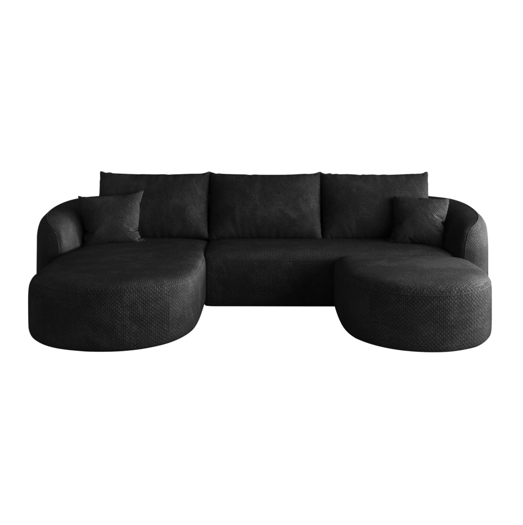 Divano angolare modulare in tessuto nero 266 × 168 × 85 cm