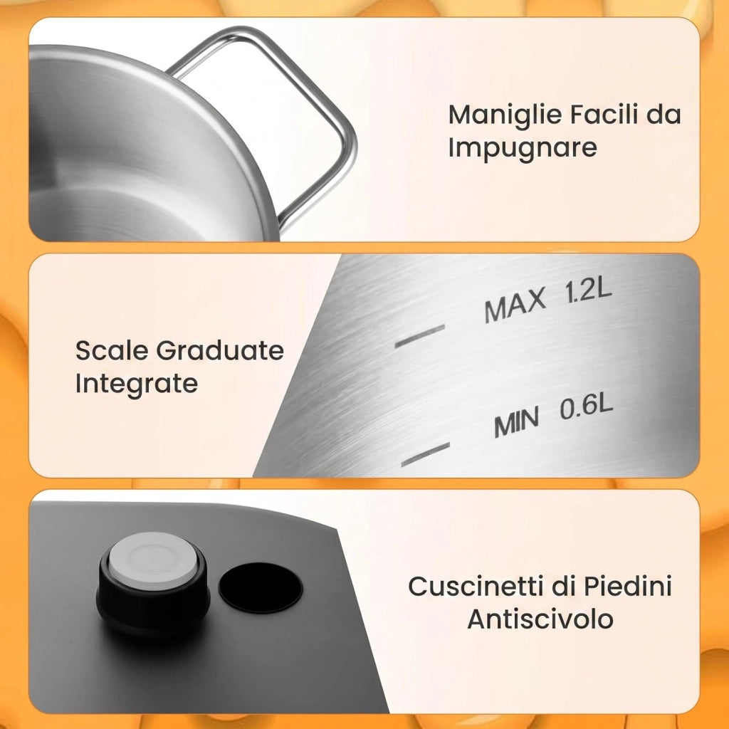 COSTWAY 3 L Set Fonduta Elettrica, Fondue per Formaggio, Bourguignonne, Cioccolato con 6 Forchette, Pentola Antiaderente e Paraspuzzi, Temperatura Regolabile, in Acciaio Inox, Rimovibile e Lavabile