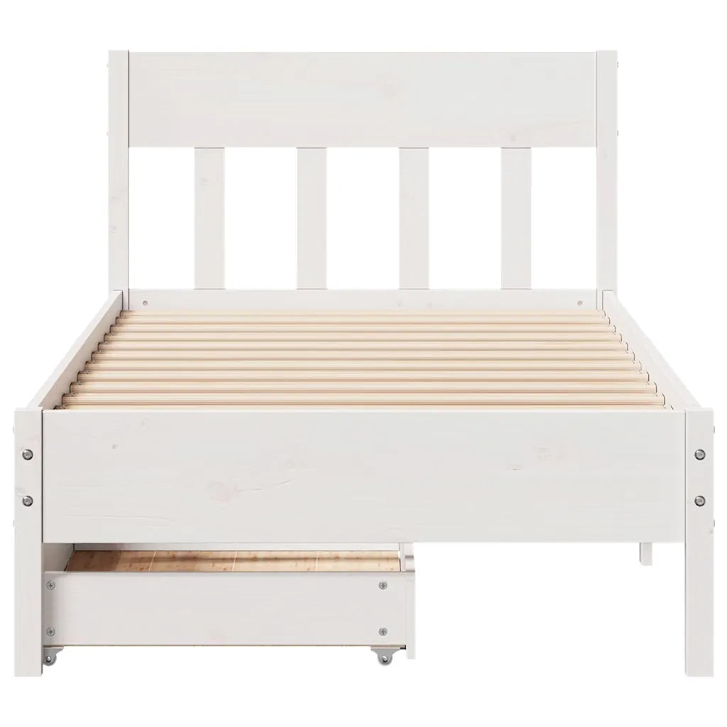 Letto senza Materasso Bianco 75x190 in Legno Massello di Pino 3301891