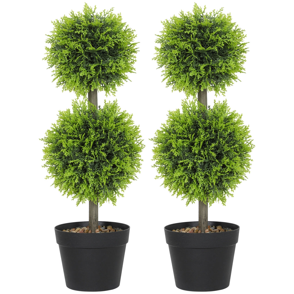 Piante artificiali decorative ¨C zephmum ¨C 2 pezzi, buxus sfera 60 cm, plastica, verde