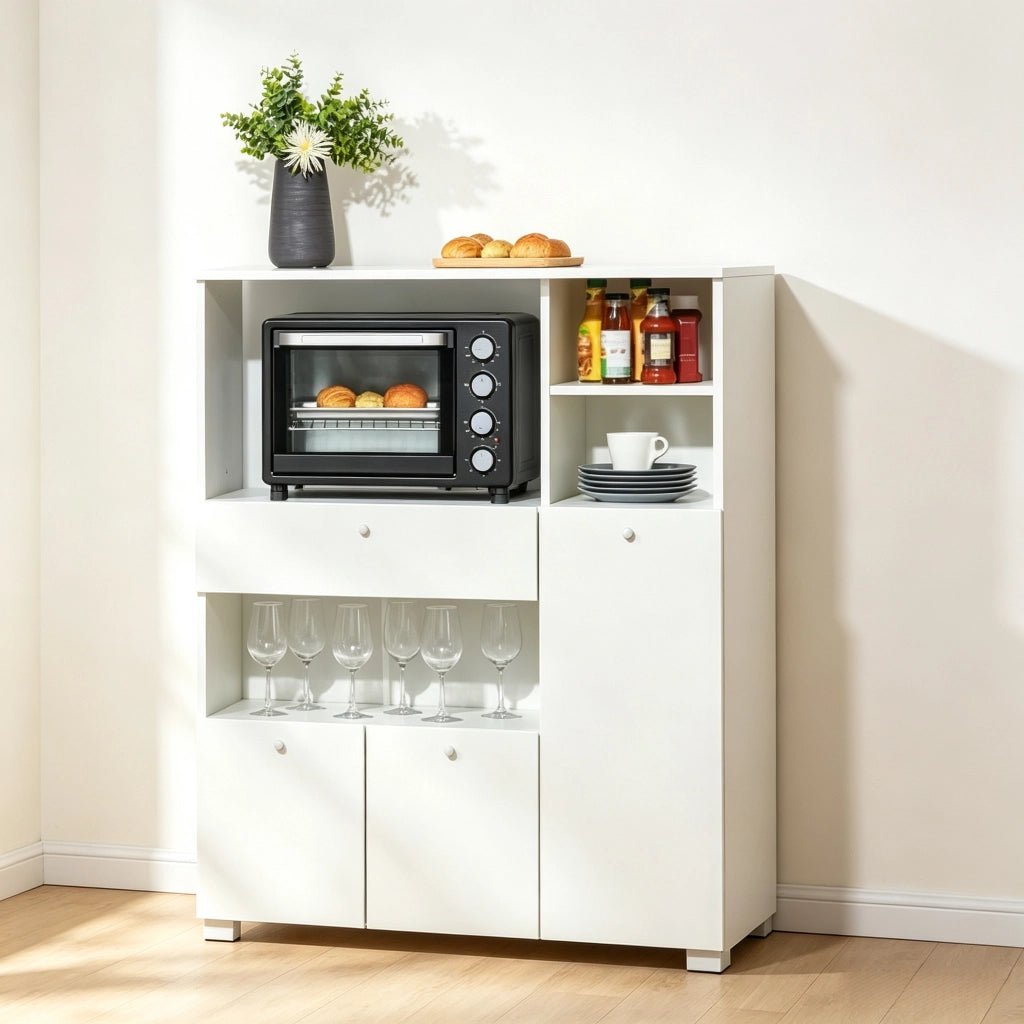 Mobile contenitore da cucina con 2 ante; 4 nicchie; cassetto estraibile; per cucina e soggiorno; 90 × 40 × 120 cm