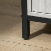 Credenza Moderna in Legno con 2 Armadietti e Ripiani, Mobile Cucina e per Ingresso Grigio Chiaro, 100x34x87.2cm