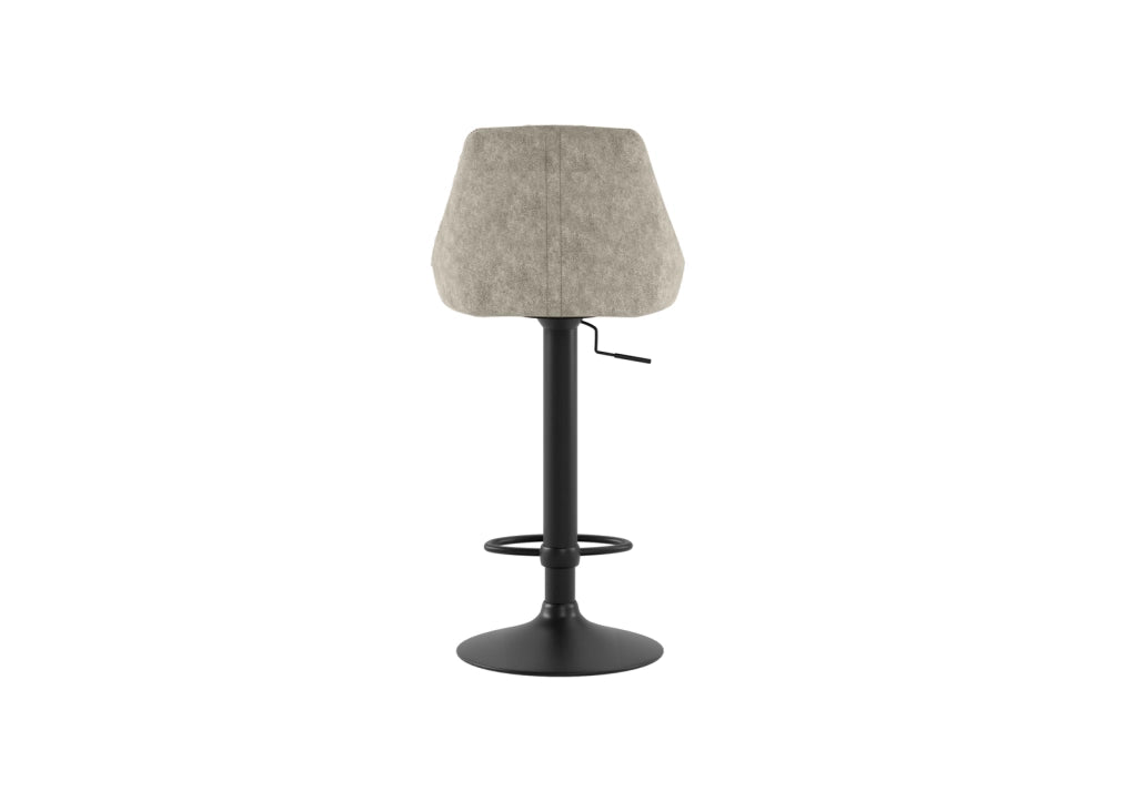 Sgabello Max con seduta in microfibra beige e struttura in metallo nero, altezza regolabile a gas, design moderno per angolo bar - Max