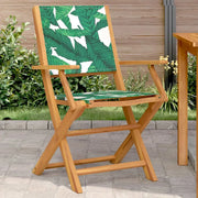 Sedie Giardino 2pz Motivo Foglia Legno Massello Acacia Tessuto