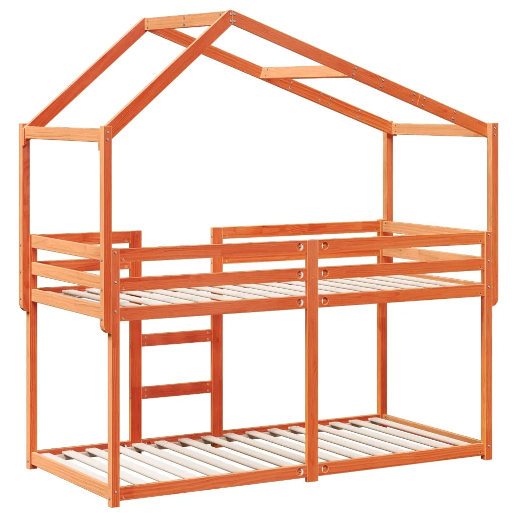 Letto singolo | Letto per adulti | Letto a Castello con Tetto Cera 90x200 cm Legno Massello Pino