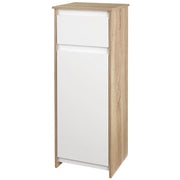 Mobile Bagno con Cassetto e Armadietto con Ripiano Regolabile Interno 32,6x30x90 cm in MDF Bianco e legno naturale