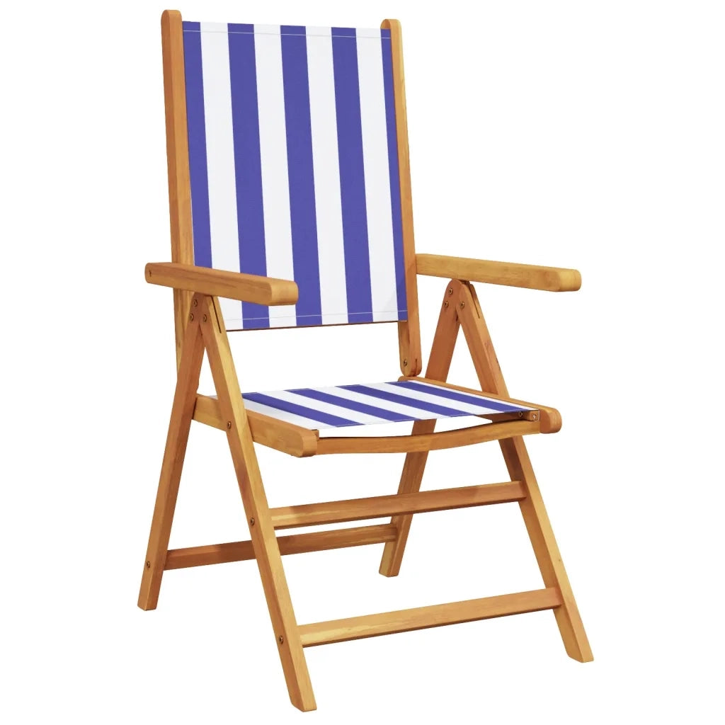 Sedie da Giardino Reclinabili 4 pz Blu e Bianco Tessuto e Legno 3214553