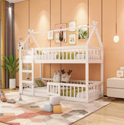 Letto a soppalco per bambini 90x200 cm con scala integrata e design multifunzionale bianco