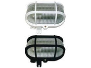 PLAFONIERA OVALE CON GABBIA- - max 40w IP44 - mm.185x107x105h. colore bianco - 2 pezzi SYNTESY