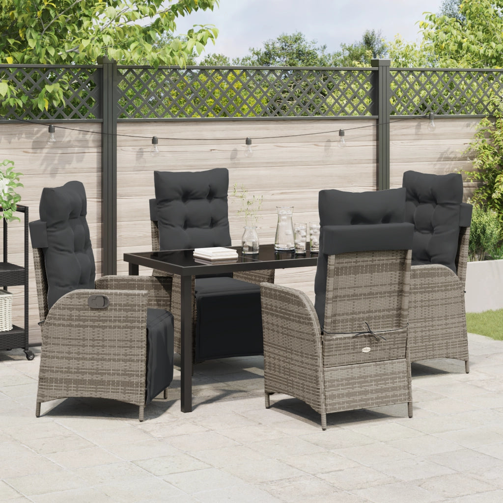 Set di Mobili da Giardino 5 Pezzi Grigio Rattan Polimerico