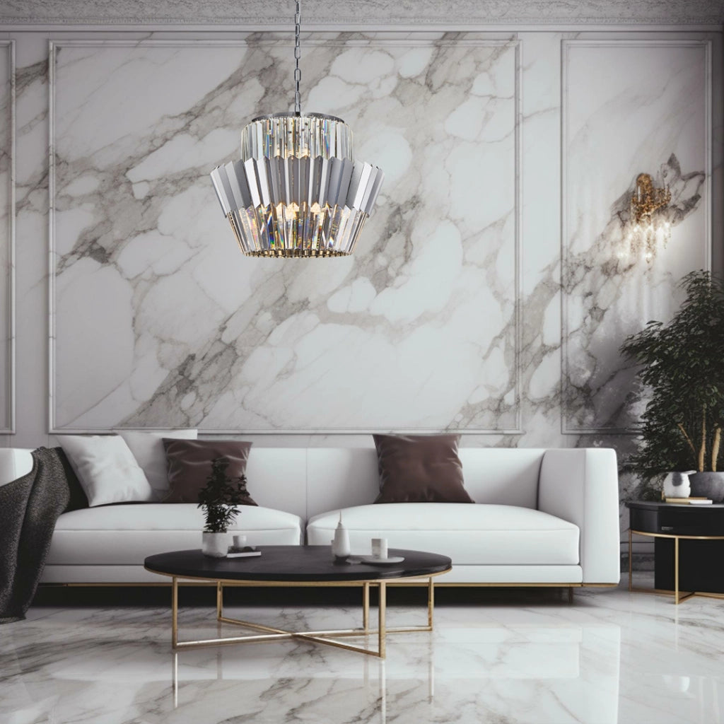 Lampadario cristallo Donna cromato glamour 12 luci E14 Milagro