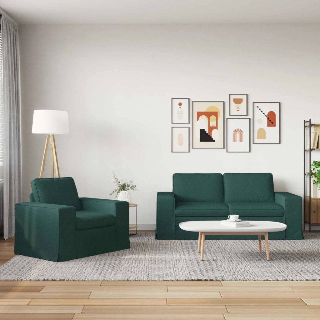 Set di divani 2 pcs Verde Scuro 182 x 80 x 82 cm Tessuto
